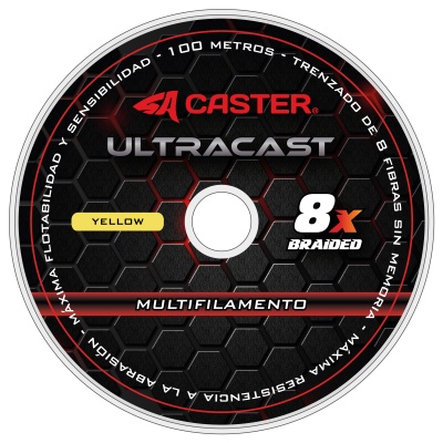 Multifilamento Caster Ultracast 8x 0.40mm 36,3kg 80lb Pack 6 Unidades 100m - Amarillo